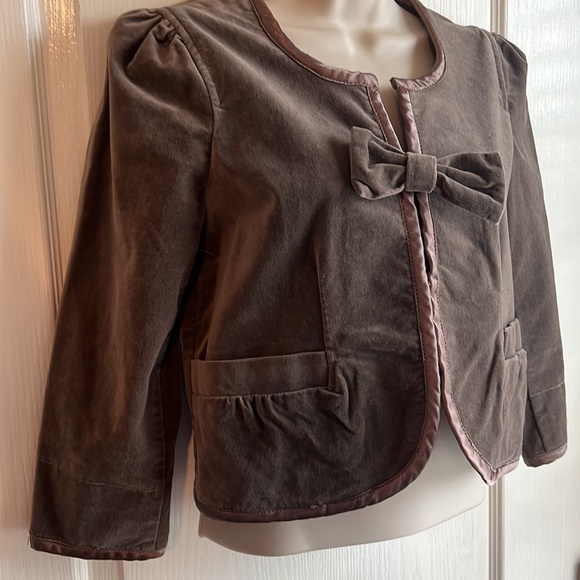 Brown Velvet 3/4 Sleeve Sanctuary Anthropologie Partially Lined Jacket - Picture 2 of 8